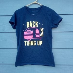 Women's Back That Thing Up T Shirt Size Medium M RV Trailer Camping Camp Barbie
